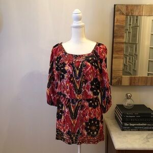 Angie Brass Embellished Boho Mini Dress